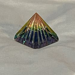 Vintage Pyramid Prism Crystal Mirrored Paperweight
