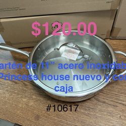 Sartén De 11” Acero Inoxidable 👉 princess house todo nuevo y con caja 📦