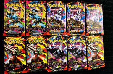 10 Packs of Pokemon Trading cards, MEGA EVOLUTION, PITCH BLACK.( PICK UP IN MODESTO)