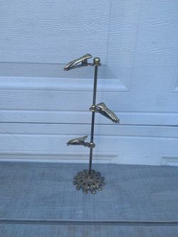 Vintage brass 3 hand arm card holder clip display stand holder made in Japan MCM