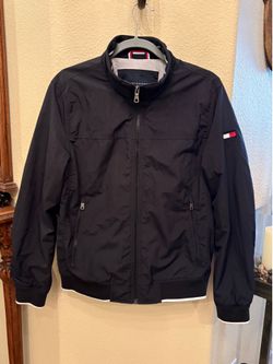 Tommy Hilfiger Men Black Lightweight Windbreaker Zip Jacket Size Small