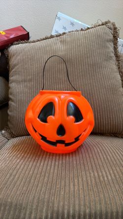 Vintage Blow Mold Jack-O-Lantern Halloween Pail