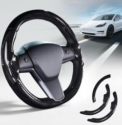 Tesla model Y and 3 steering wheel cover Carbon fiber style