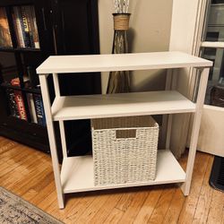 White Accent Table With Basket