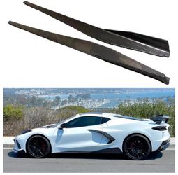 For 2020-26 Corvette C8 Z51 Stingray 5VM Style Gloss Black Side Skirt Extension