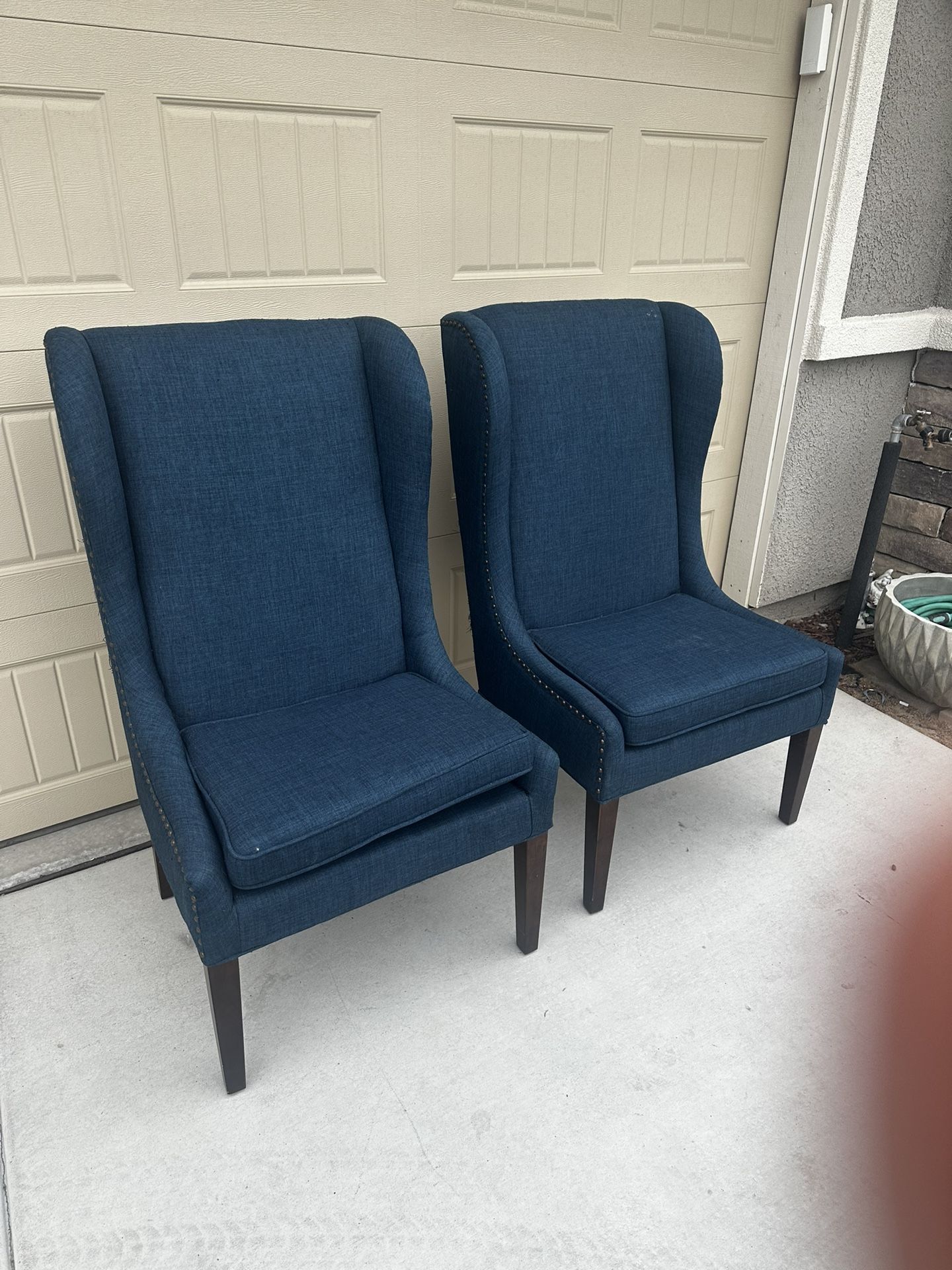 High-Back Blue Cloth Chairs