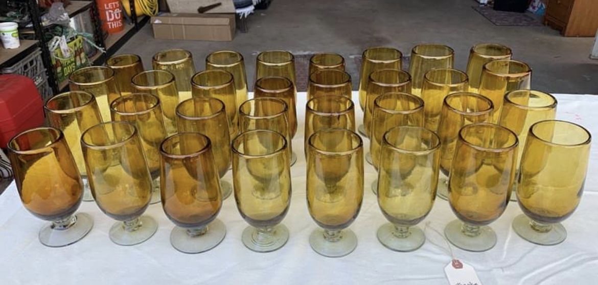 30 Amber Handmade Goblets