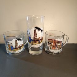 Vintage Gulf Oil Collectors Series Glass & Tumblers 3 Pcs.