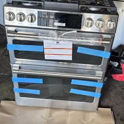 NEW CAFE SMART GAS RANGE SLIDE IN DOUBLE OVEN STAINLESS STEEL DUAL FUEL