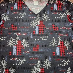 Women's Christmas Scrub Top
