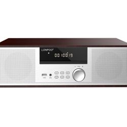 LONPOO Nostalgic Home Stereo System, Vintage Micro Component 40W RMS CD, Bluetooth, FM, USB, Aux, Earphone Port