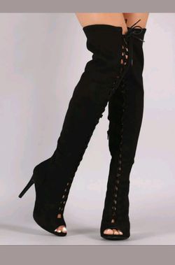 Lace up thigh high boots