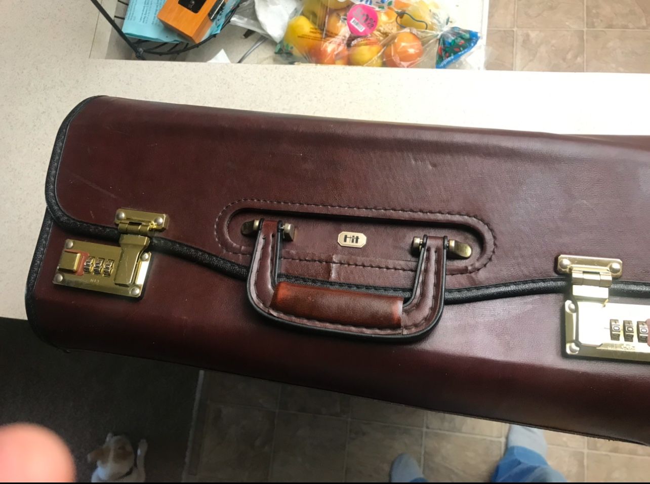 Law hard leather legal briefcase-LARGE Dark Brown 