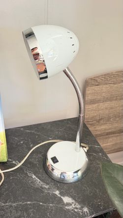 White and Chrome Gooseneck Desk Lamp