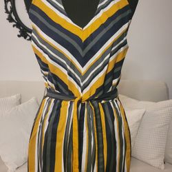 Stripe long halter top romper sz large