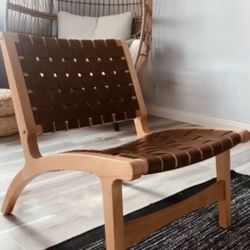 Wooden Leather Accent Chair
