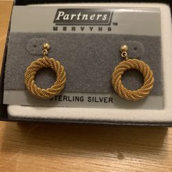 Vintage Sterling Silver Gold Earrings