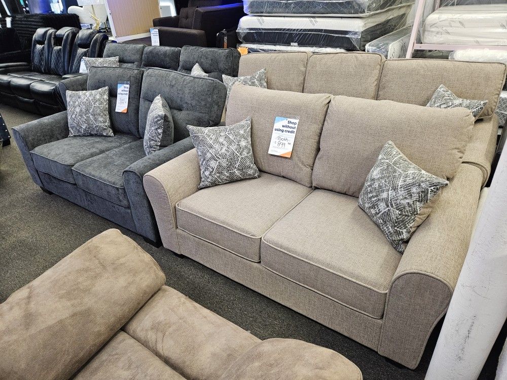 Brand New Sofa & Love Seat Fabric Dark Grey Or Light Brown $899