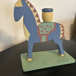 Folk Art Horse Candle Holder 