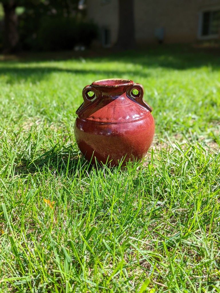 Oxblood Red Shiwan Vase Charles Sadek style 15977 Heavy Ceramic Jug Double Handles