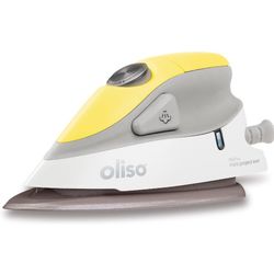 Oliso M2 Mini Project Steam Iron with Solemate - for Sewing, Quilting, Crafting, and Travel | 1000 Watt Dual Voltage Ceramic Soleplate Steam Iron, Yel