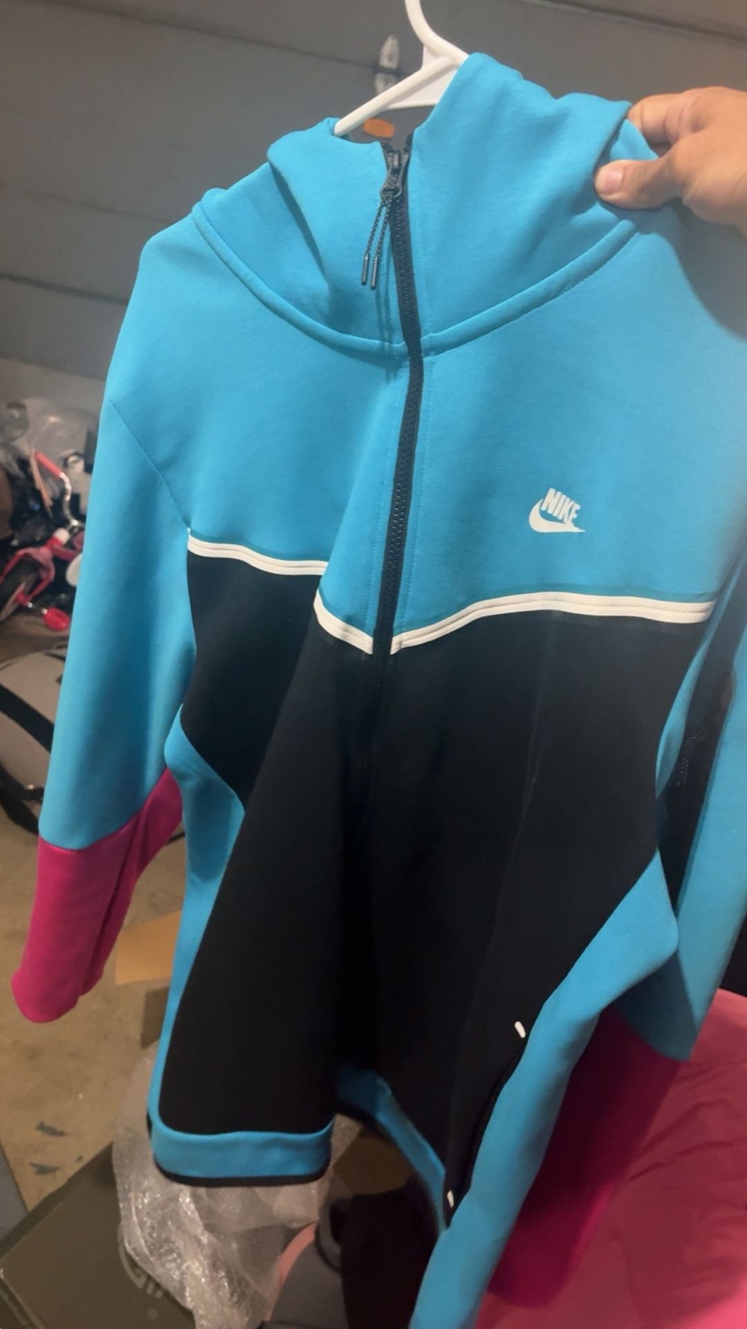 Nike Tech Fleece Windrunner Hoodie Blue Pink Black Mens XL Full Zip
