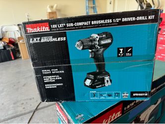 Makita 18V LXT Sub-Compact Brushless 1/2” Driver-Drill Kit (XFD15SY1B) — NEW, Battery + Charger + Bag