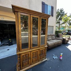 **Vintage Wooden China Cabinet with Glass Doors - $300 OBO 