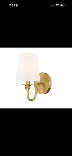 Gianna 5.5" 1-Light Modern Gold Wall Sconce with White Fabric Shade 7509-1S-MGLD