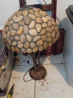 Vintage Boho Sliced Stone Lamp