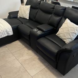 Black Leather Sectional Sofa