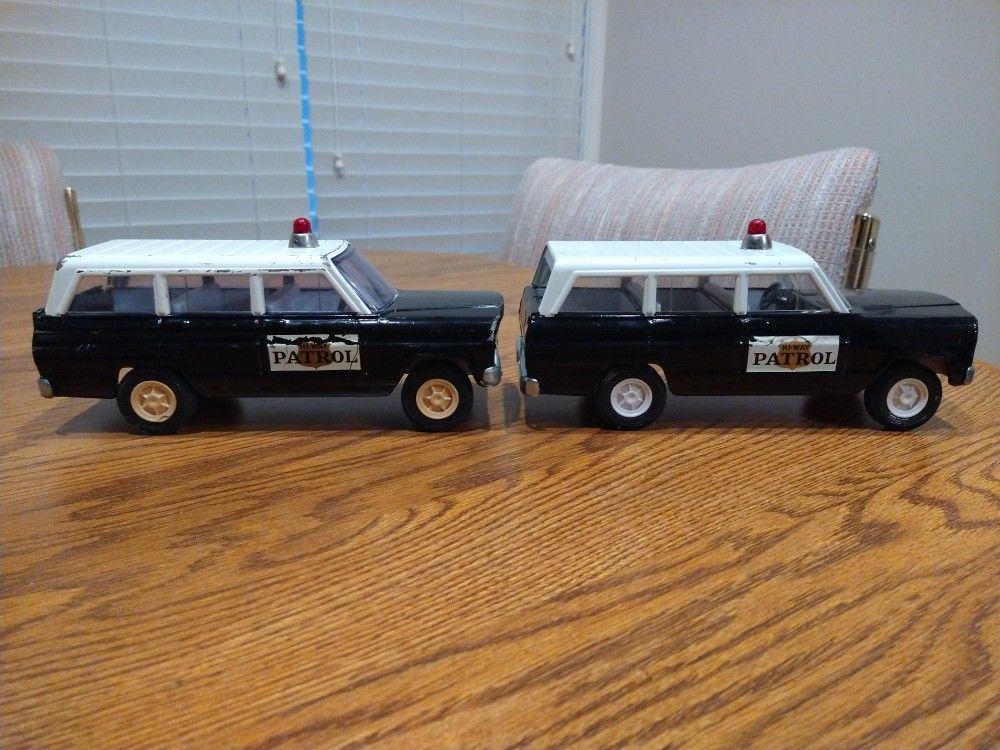 1960's Tonka Jeep Hi Way Patrol Cars Set of 2