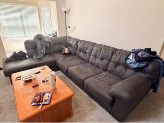 Gray Fabric L-Shaped Sectional Sofa
