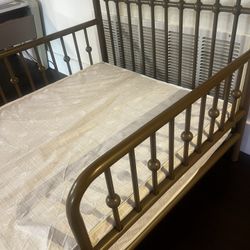 Toddler Golden Metal Bed And Serra Mattress