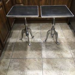 aluminum and marble stone pedestal style end accent table tables