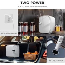 *New* Mini Fridge, Portable Small Refrigerator 4L/6 Can Cooler & Warmer Car DC and direct AC Available
