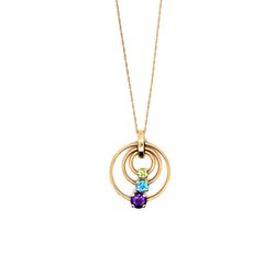 10K Gold 3-Gemstones Necklace