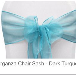 150 turquoise organza sashes