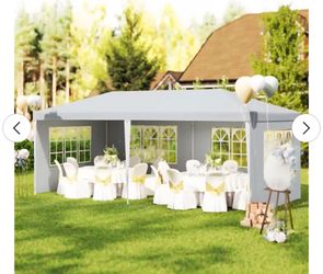 10 ft. x 20 ft. White Wedding Party Canopy Tent Outdoor Gazebo with 6-Removable Sidewalls&venta&%$