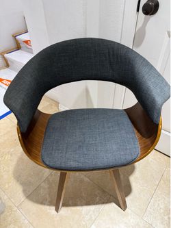 Modern Walnut Accent Chair – Charcoal Gray Upholstery – $100