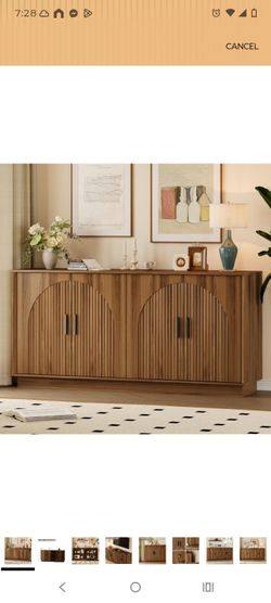 Large Wood Sideboard Buffet Cabinet with 4 Doors