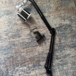Microphone boom arm with clamp