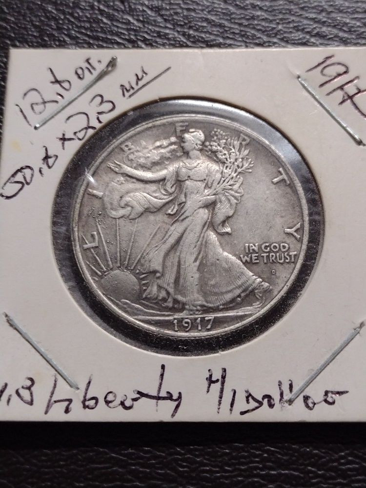 Status: Imitation Silver Pl. 1917 Liberty Waking Half Dollar **12.6gr.**