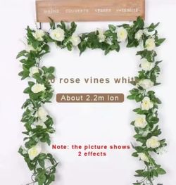 10 pcs /  2.2M Artificial White Flower Fake Hanging Fake Vine Plants Leaves Artificials Garland Flowers Wedding Decoration