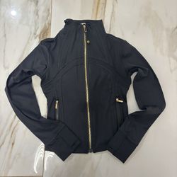 Lululemon Black Defined Cropped Jacket With Gold Zippers