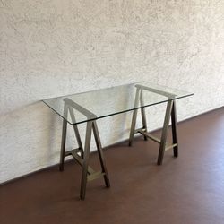 Steel and Glass West Elm Dining Table and Desk