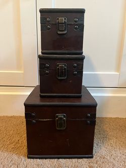 Decorative Brown Storage Boxes with Latches