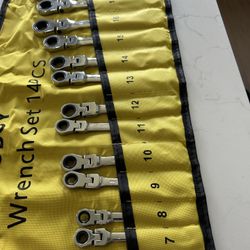 14 Piece Ratchet Flex Head Combination Wrench Set With Carry Bag