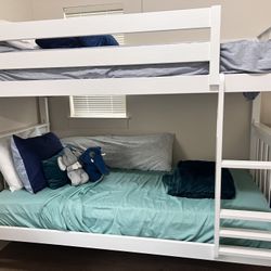 Twin Over Twin Bunk Beds W/ Mattresses - Like New