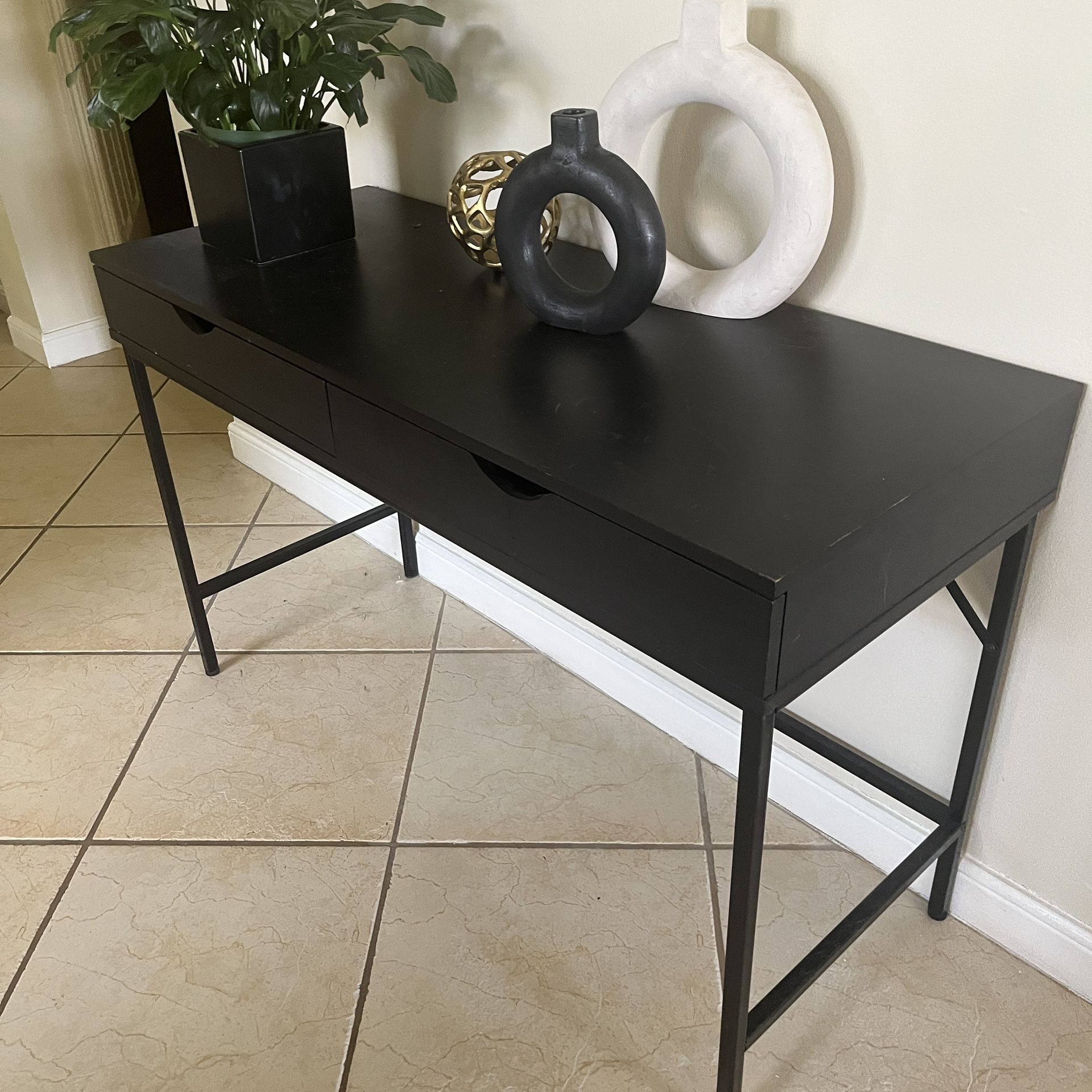 2 Modern Black Accent Tables with Drawers